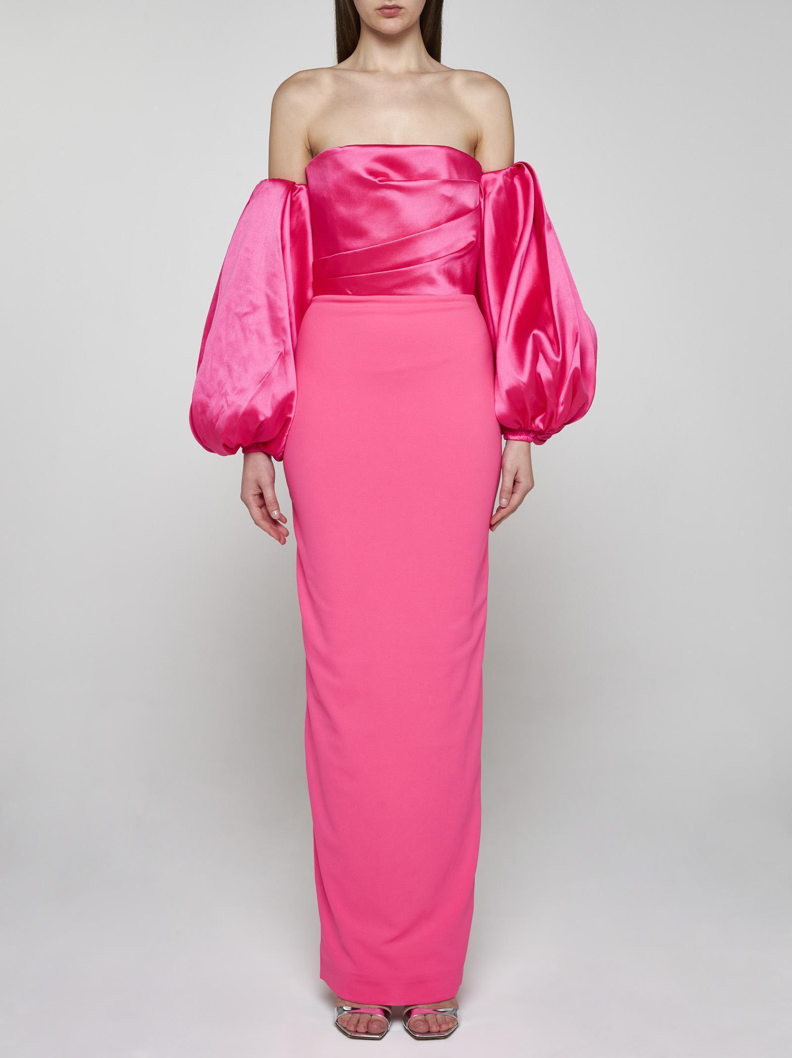 SOLACE LONDON Carmen Maxi Dress In Ultra Pink Product Image