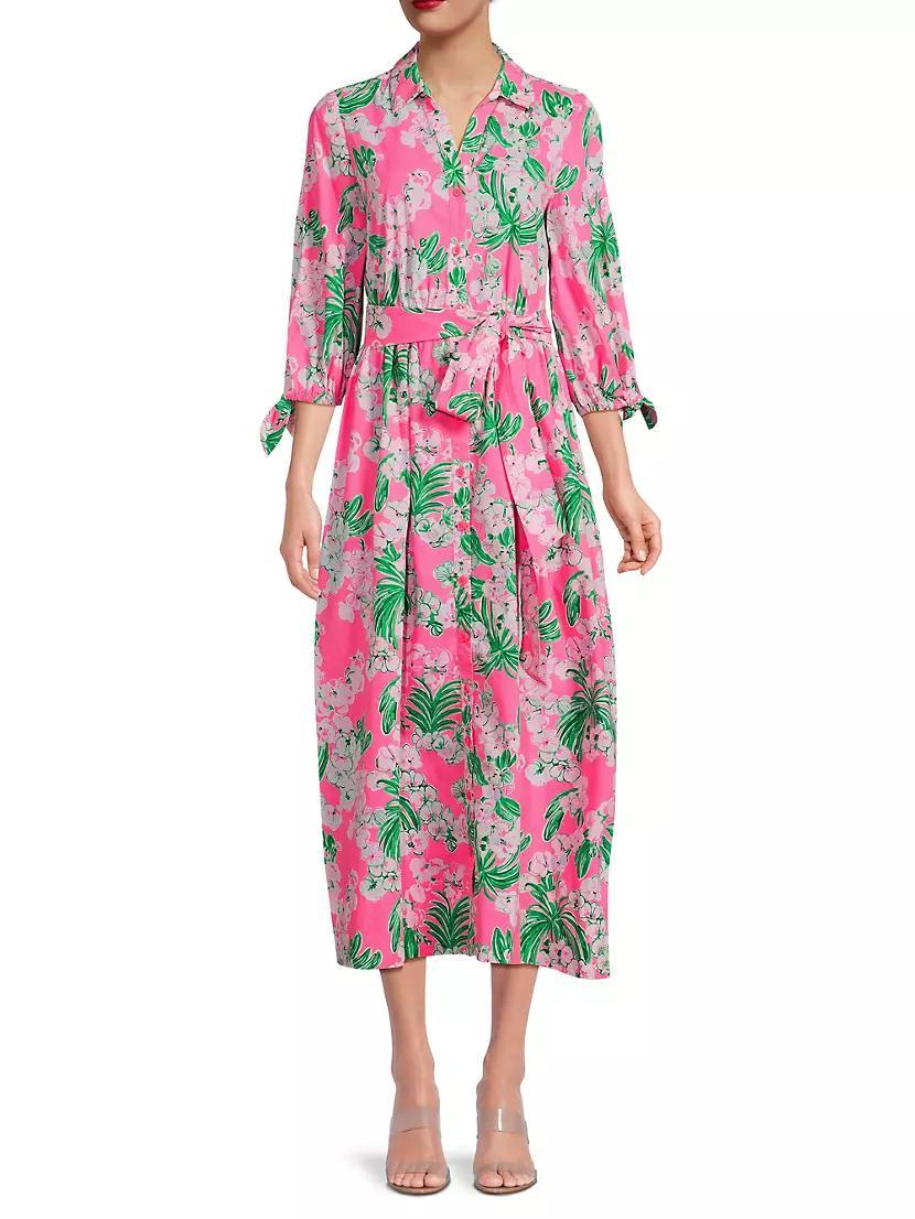 Amrita Floral Cotton Midi-Shirtdress Product Image