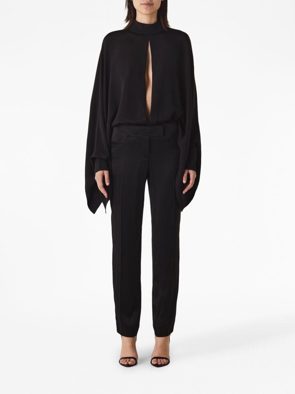 TOM FORD Wide-sleeve Silk Bodysuit In Black Product Image