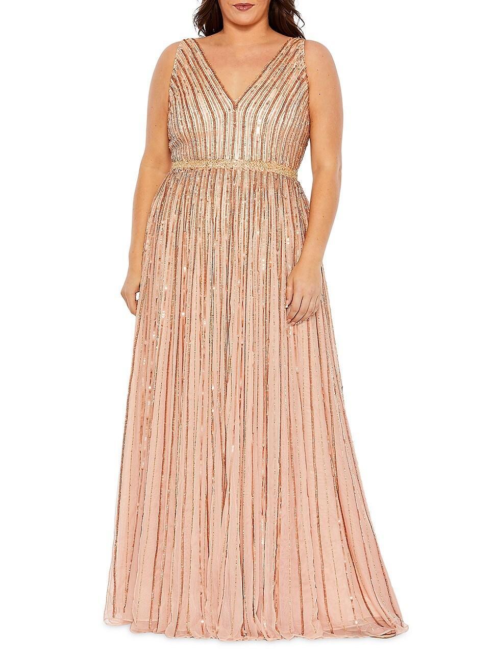 Womens Plus Embellished V-Neck Gown Product Image