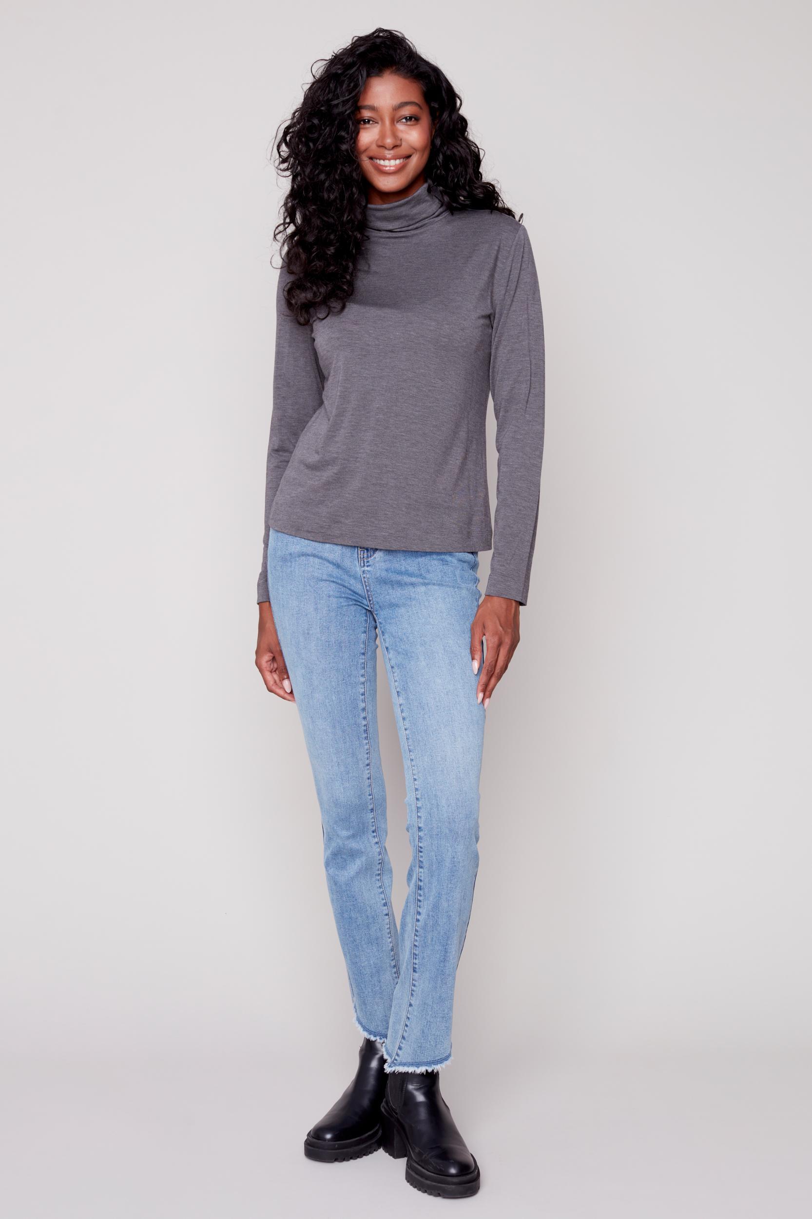 Mock Neck Set In Long Sleeve Top Product Image