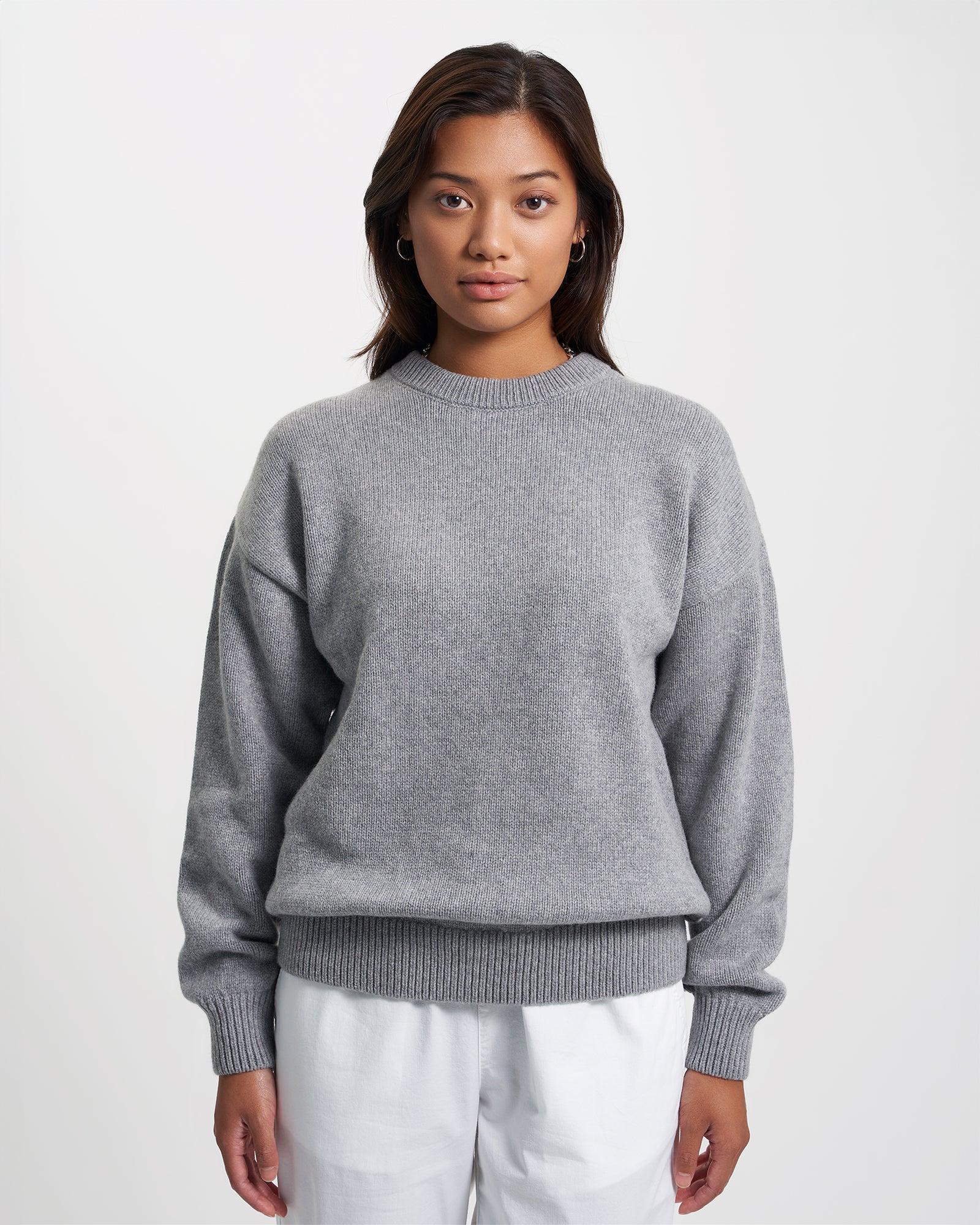 Oversized Merino Wool Crew - Warm Taupe Product Image