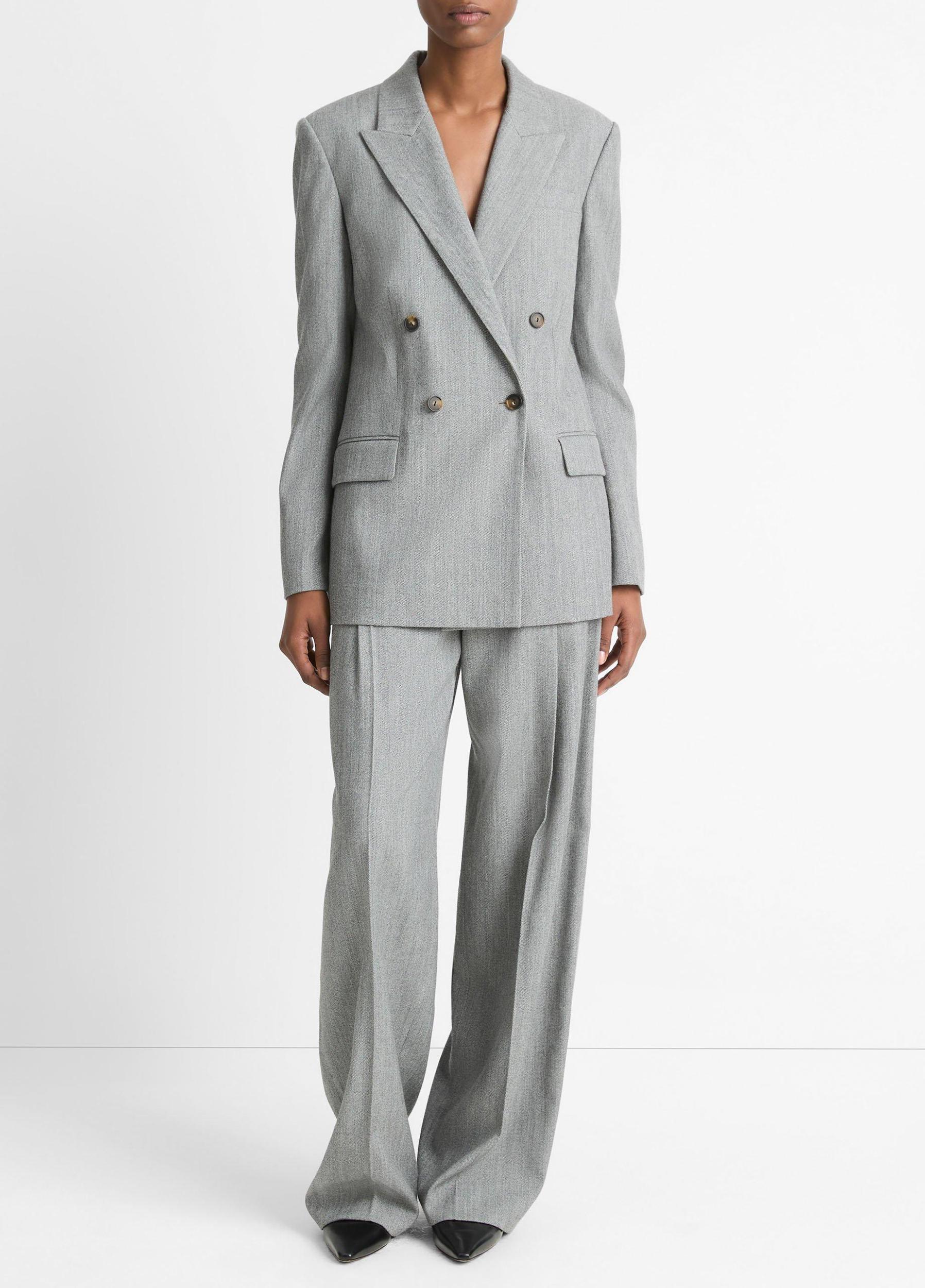 Italian Wool-Blend Twill Double-Breasted Blazer Product Image