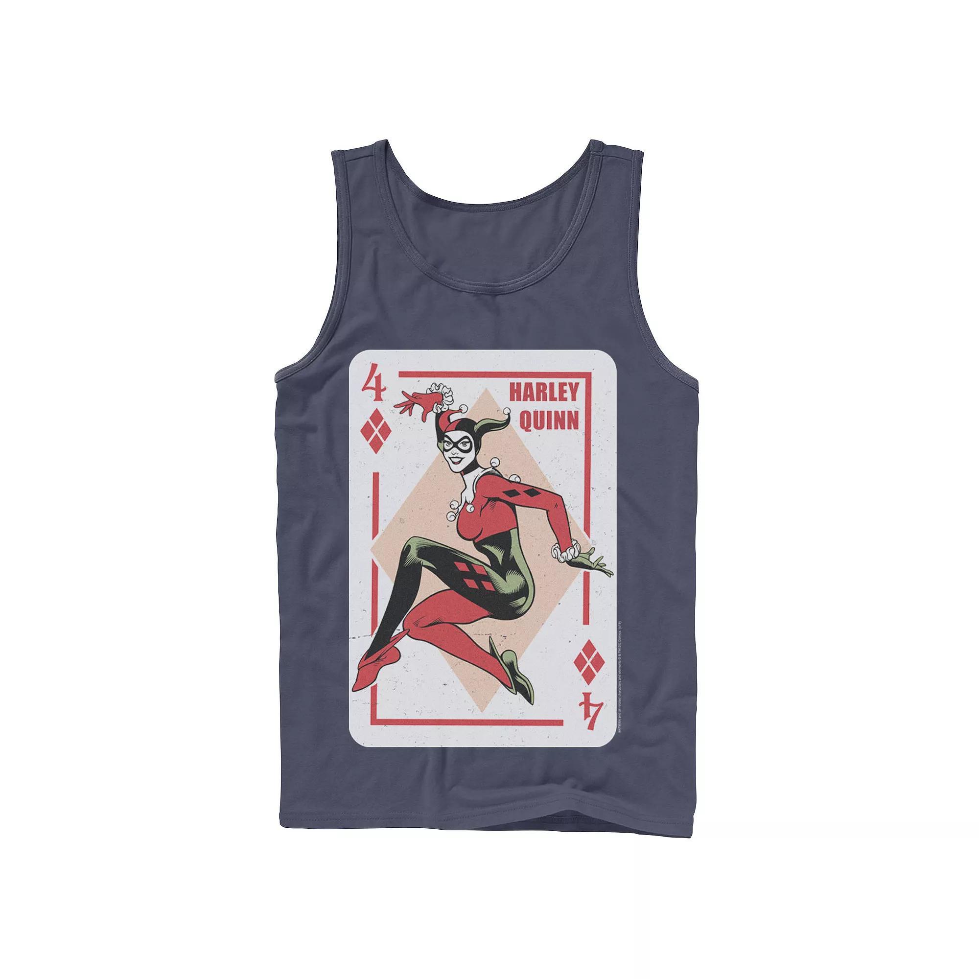 Men's DC Comics Harley Quinn Playing Card Tank Top,  Product Image