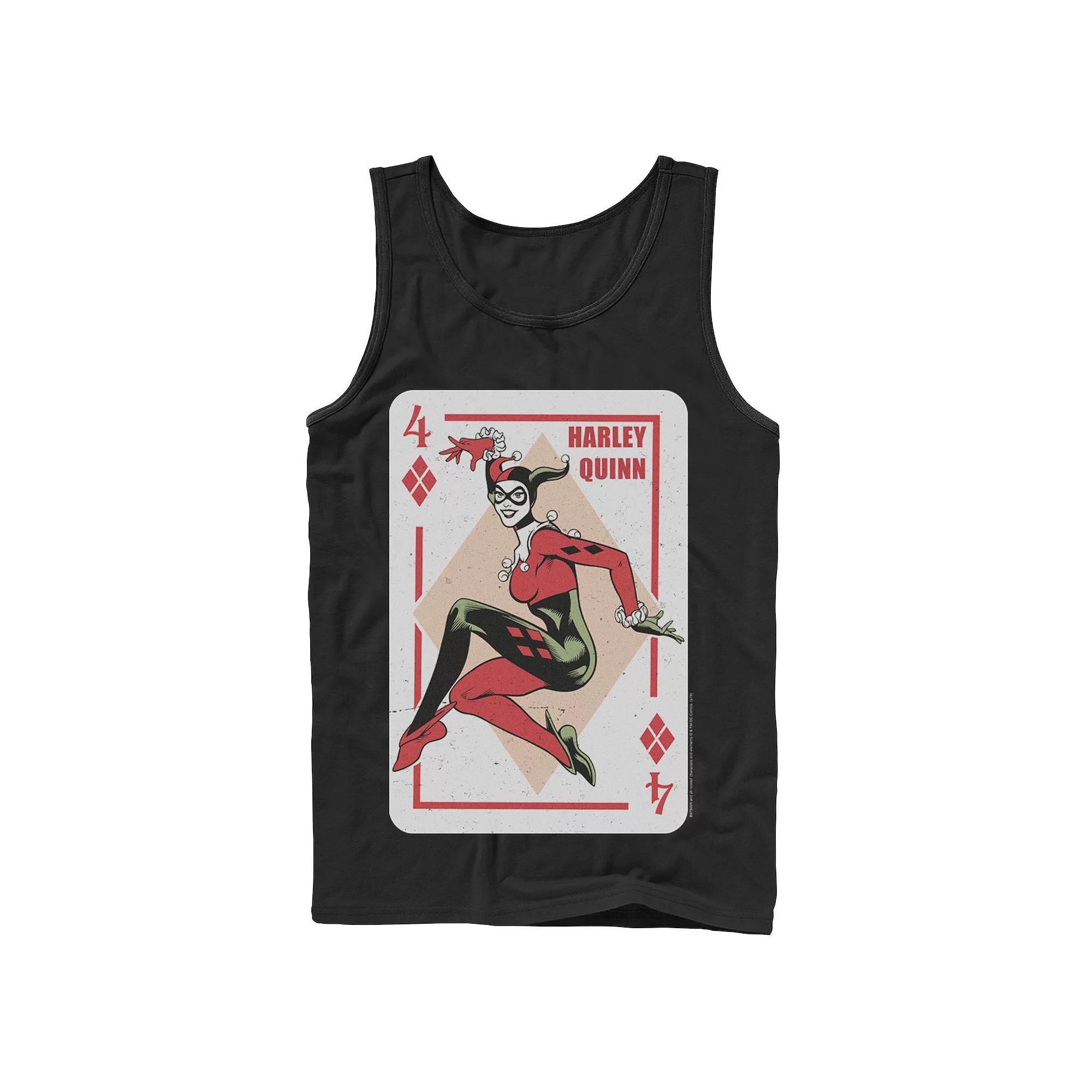 Men's DC Comics Harley Quinn Playing Card Tank Top,  Product Image