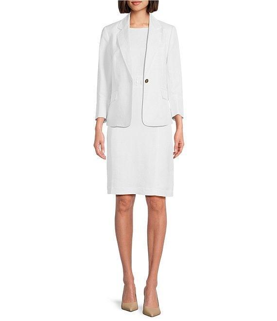 Kasper Linen Blend Notch Collar One-Button Jacket Product Image