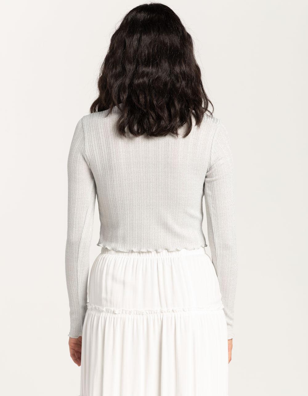 RSQ Womens Tie Front Lurex Cardigan - SILVER Product Image