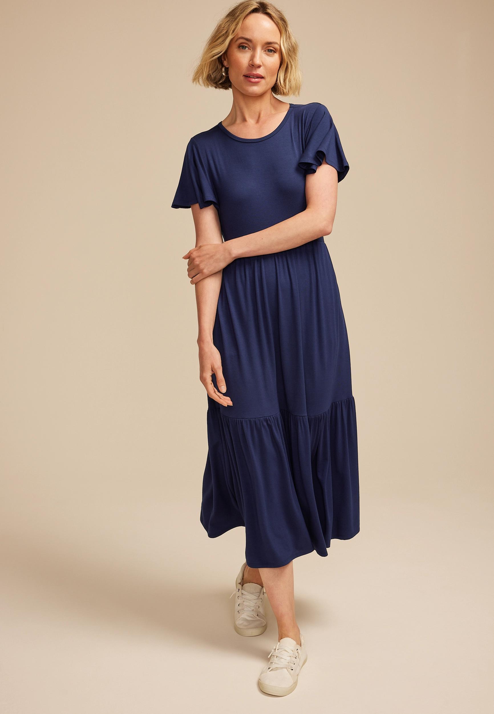 24/7 Flutter Sleeve Midi Dress Product Image