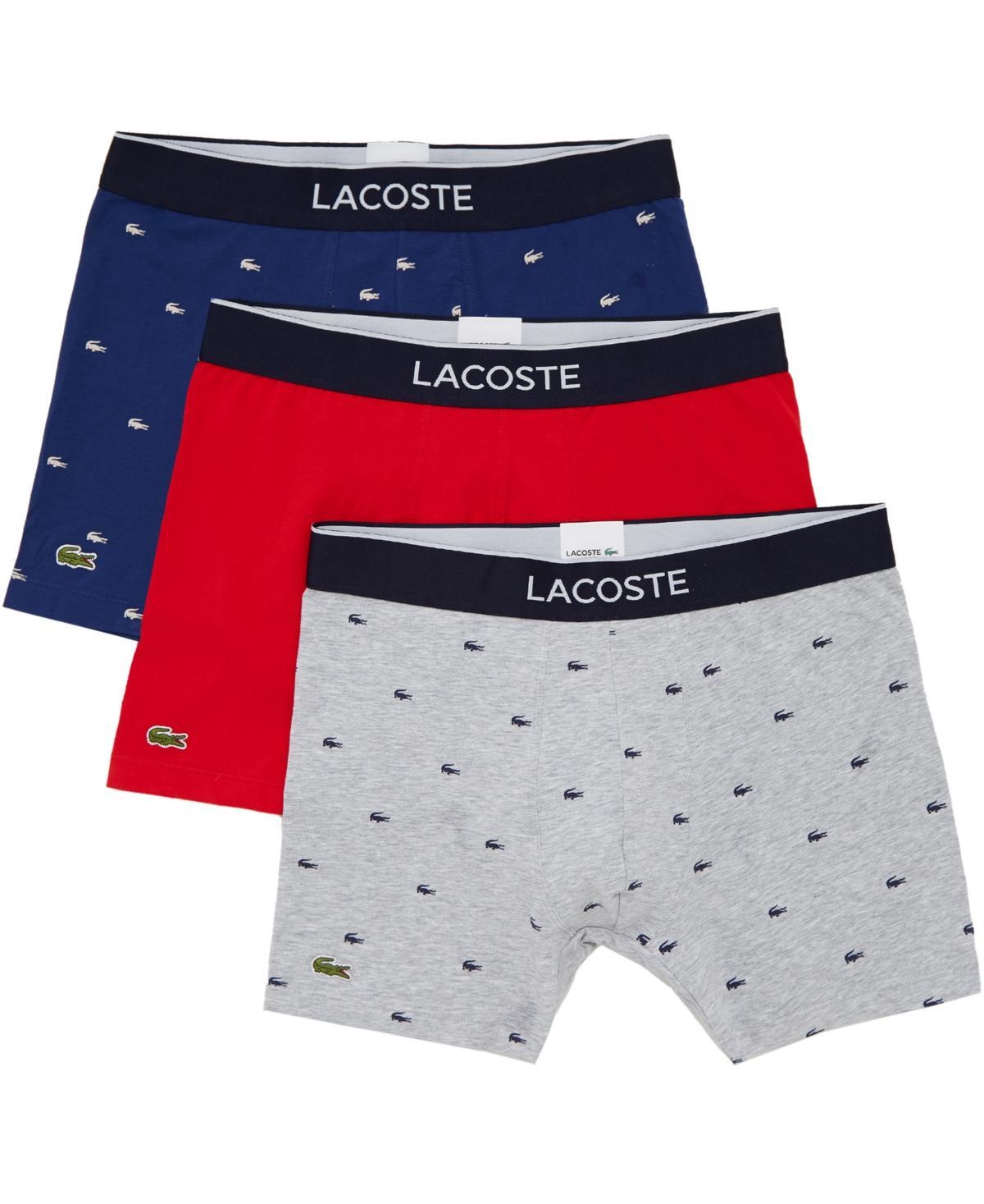 Lacoste Cotton Stretch Logo Waistband Long Boxer Briefs, Pack of 3 Product Image