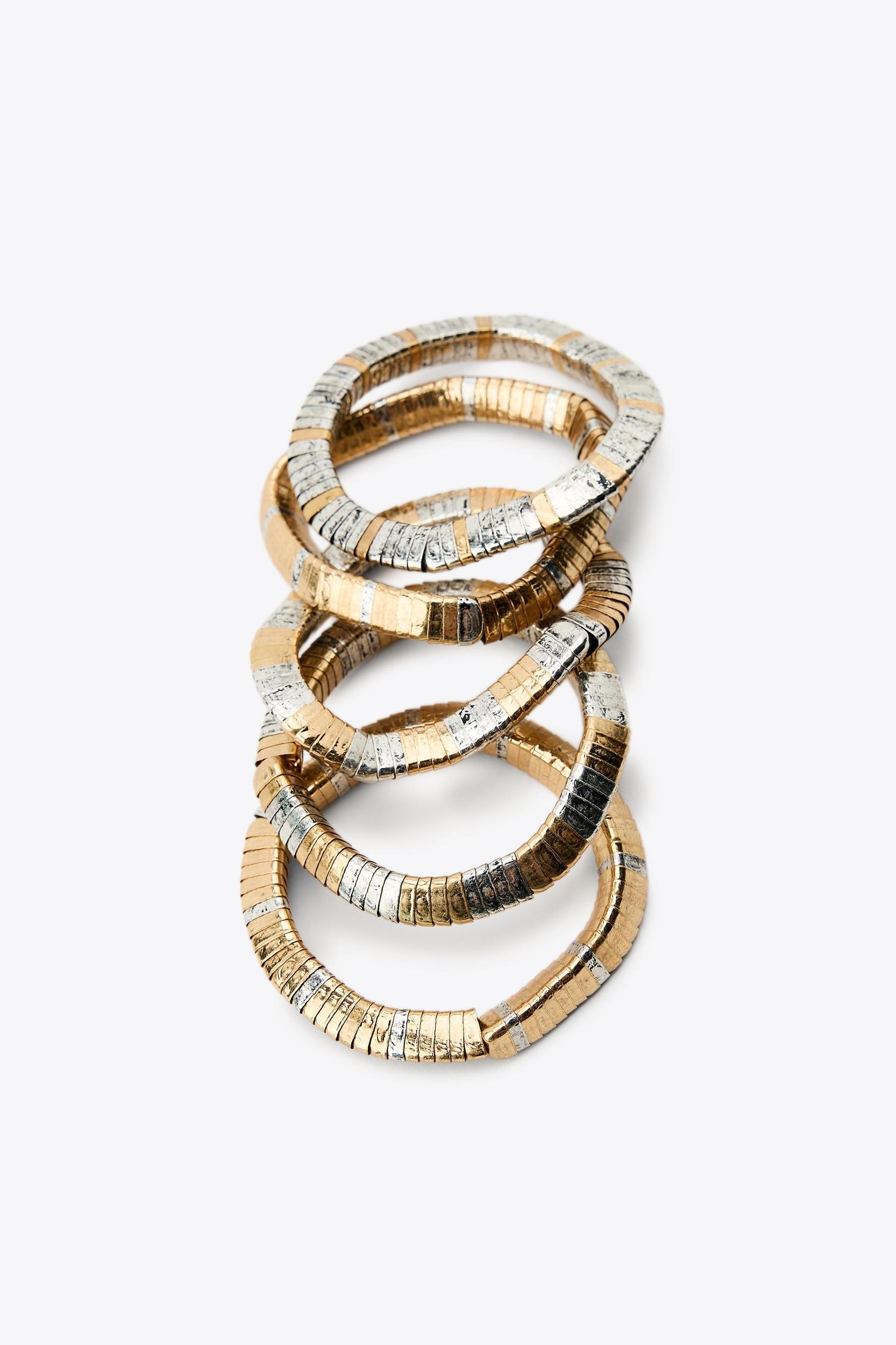 PACK OF ELASTIC BRACELETS WITH METAL PIECES Product Image