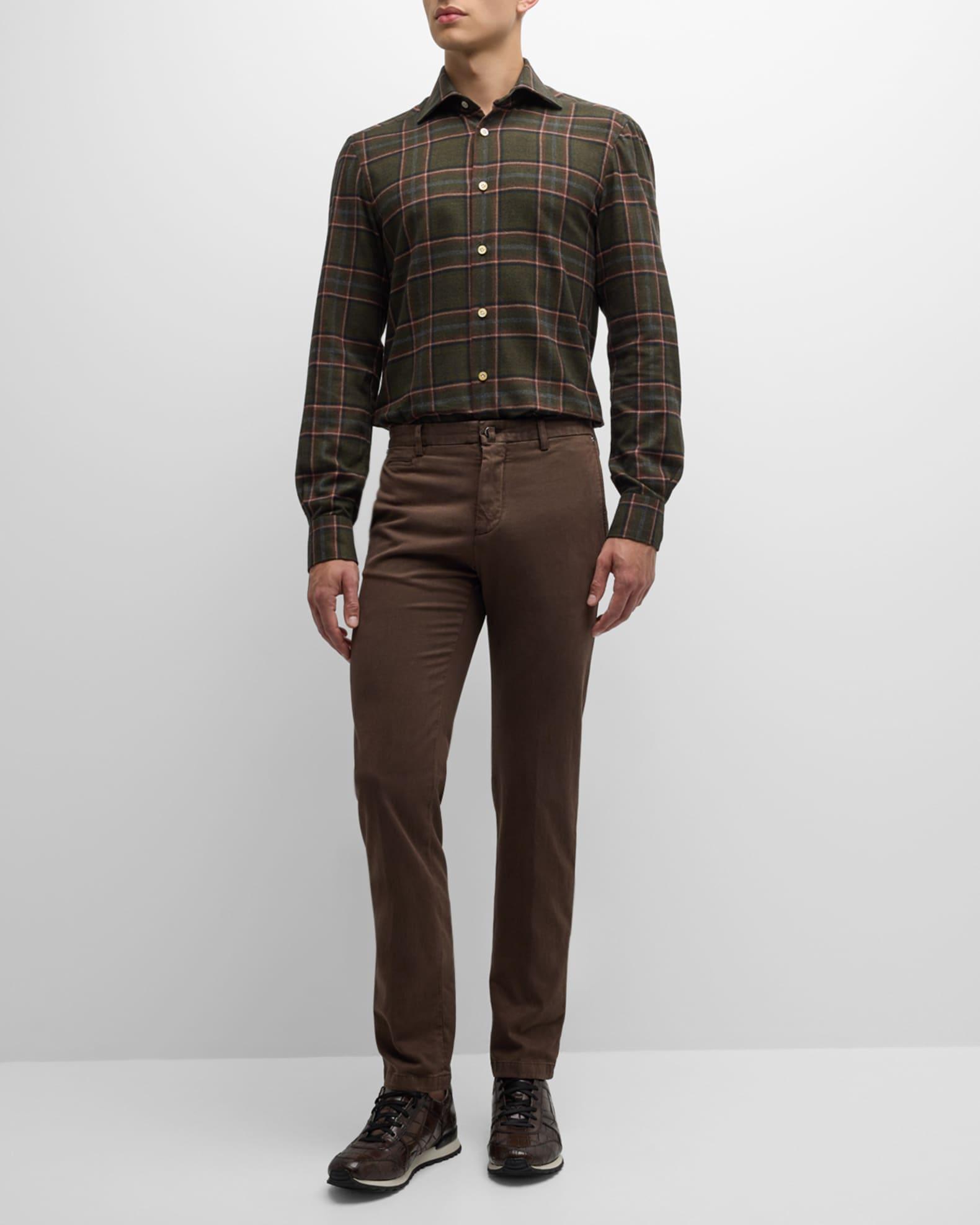 Men's Flannel Plaid Casual Button-Down Shirt Product Image