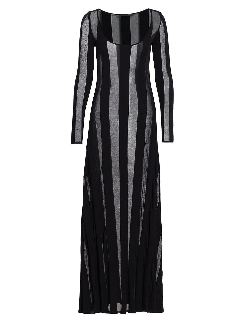 Womens Semi-Sheer Striped Maxi Dress Size 0 Product Image