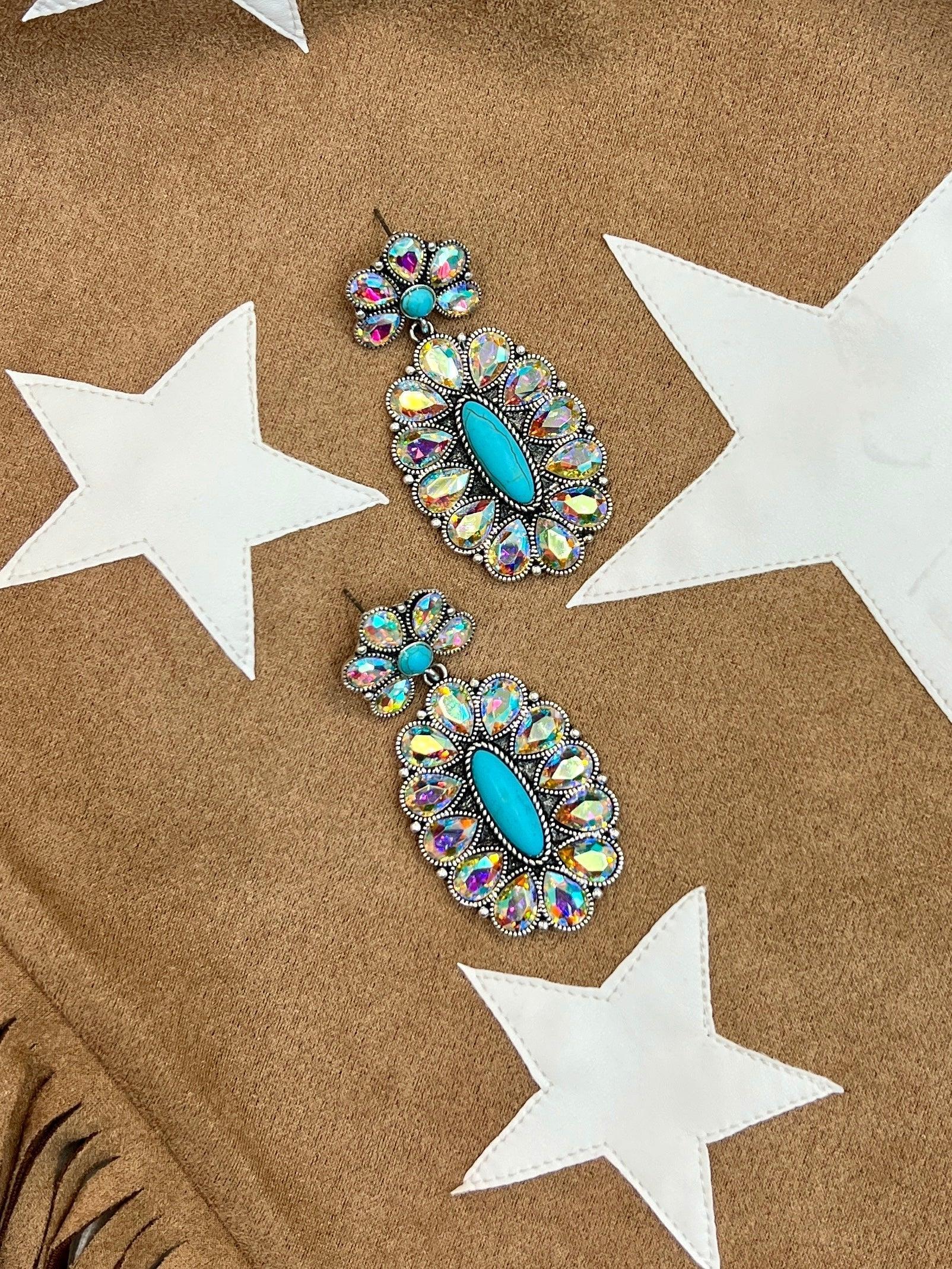 Crown Iridescent Jewel of the Rodeo Earrings-2 Iridescent Designs Product Image