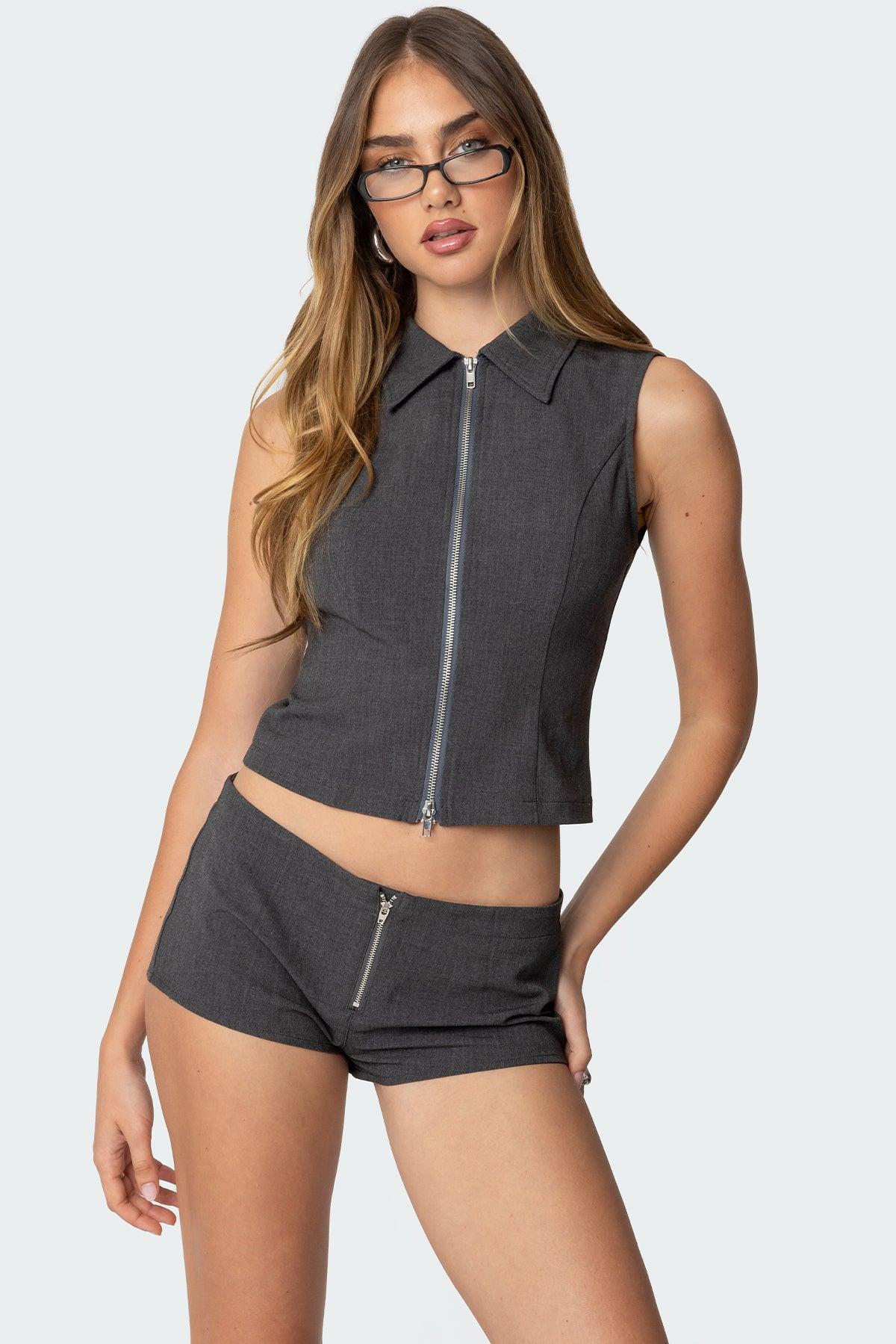 Allie Zip Up Micro Shorts Product Image
