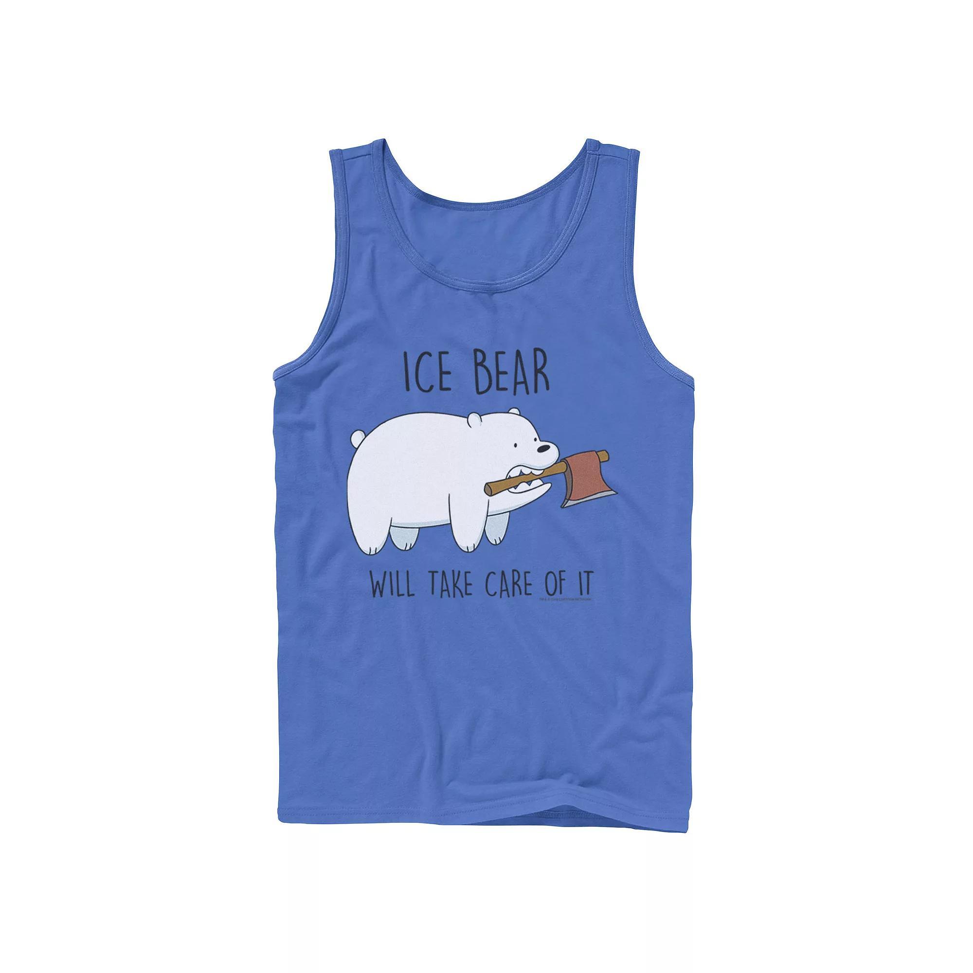Men's Cartoon Network We Bare Bears Ice Bear Take Care Of It Axe Tank Top,  Product Image