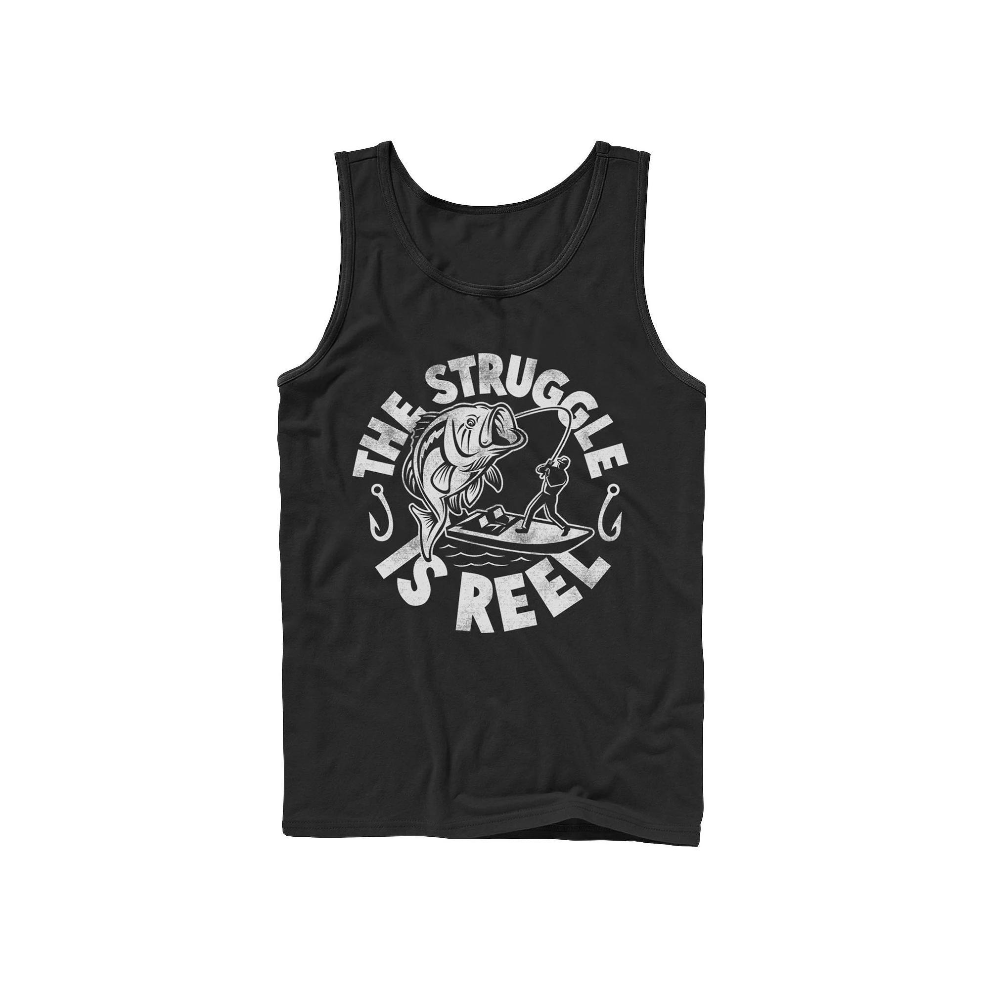 Men's Struggle Is Reel Text Tank Top, Size: XL, Black Product Image