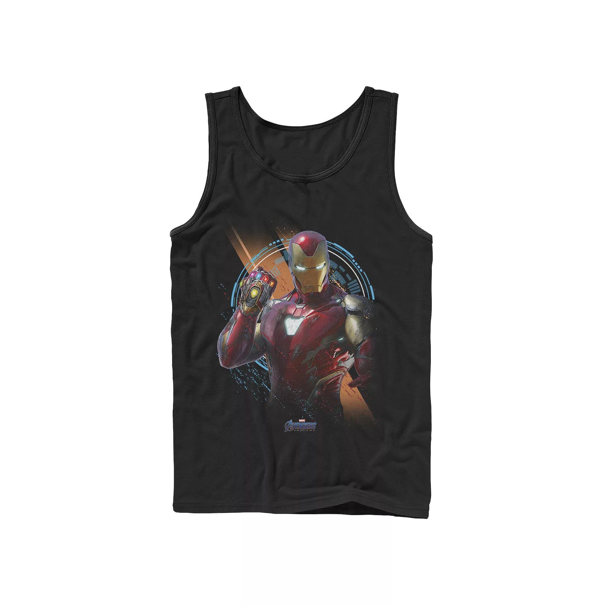 Men's Marvel Avengers Endgame Iron Man Time Travel Platform Logo Tank Top, Size: Medium, Black Product Image