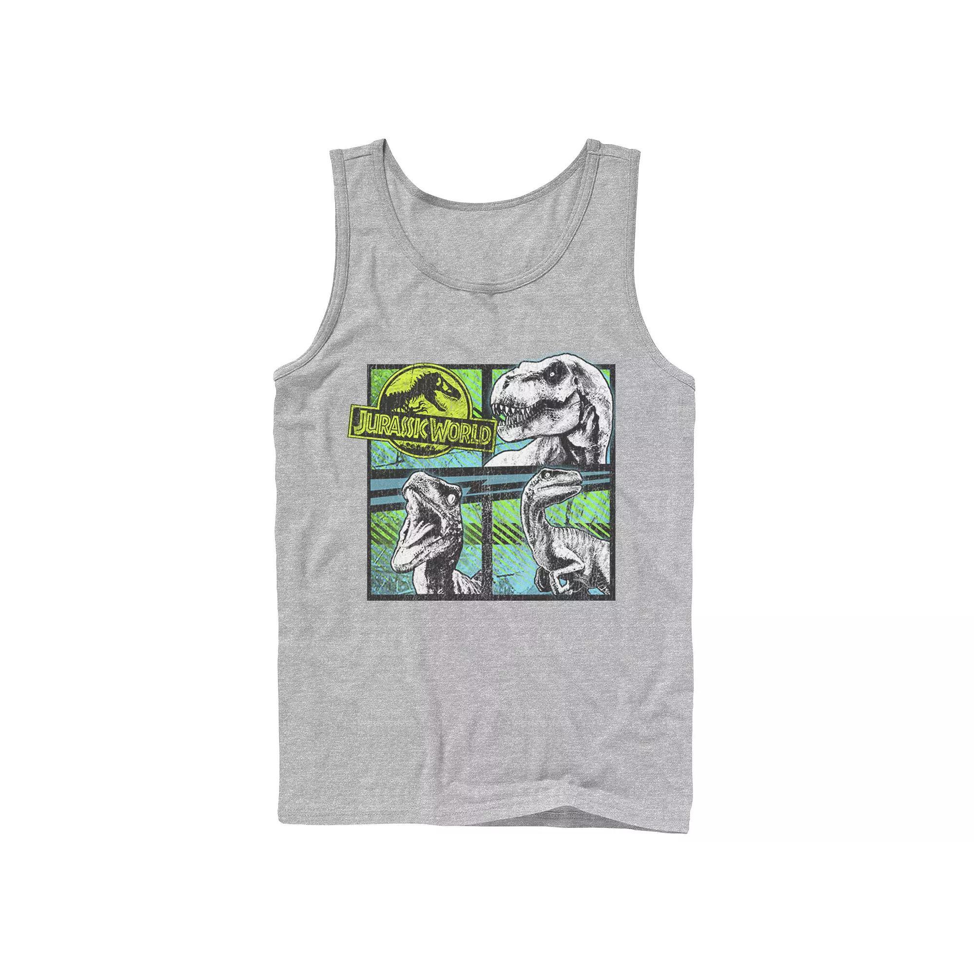 Men's Jurassic World Dinosaurs Group Of 3 Neon Graphic Tank Top,  Product Image