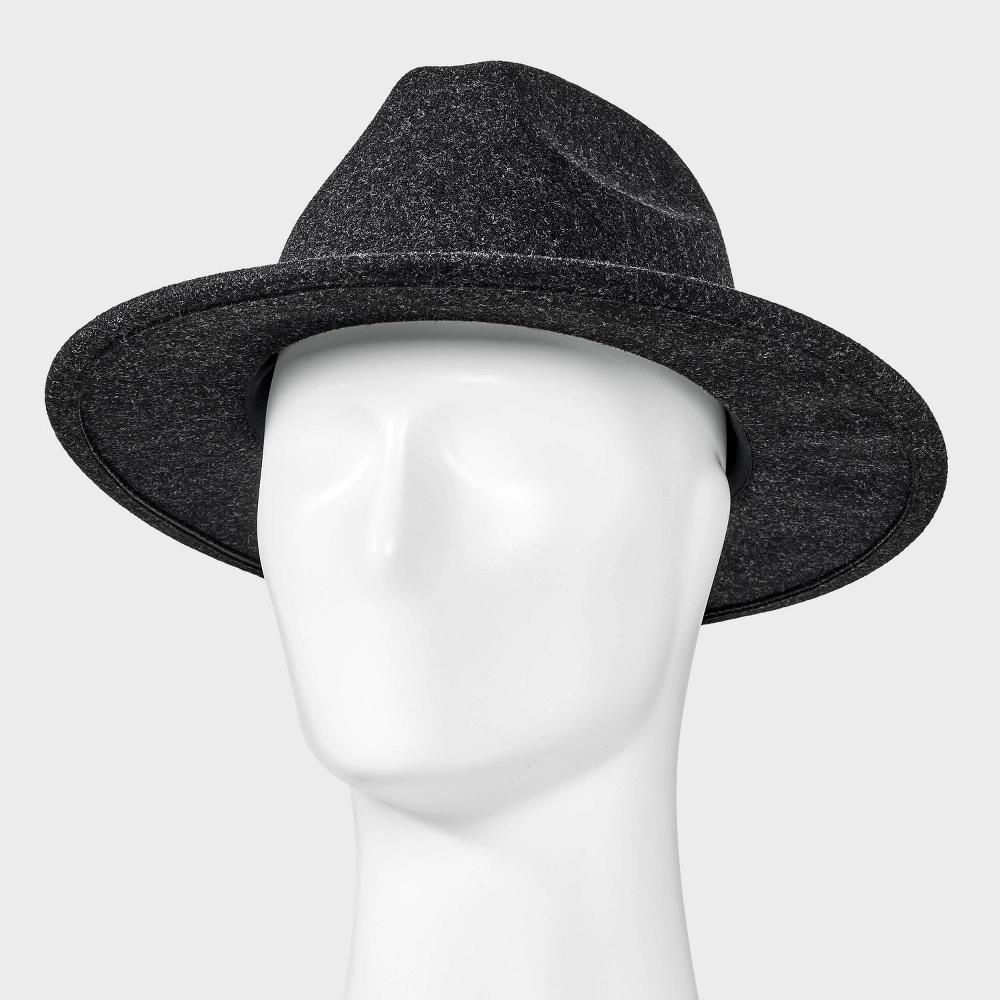 Men's Recycled Polyester Wool Fedoras - Goodfellow & Co™ Heathered Black M/L Product Image