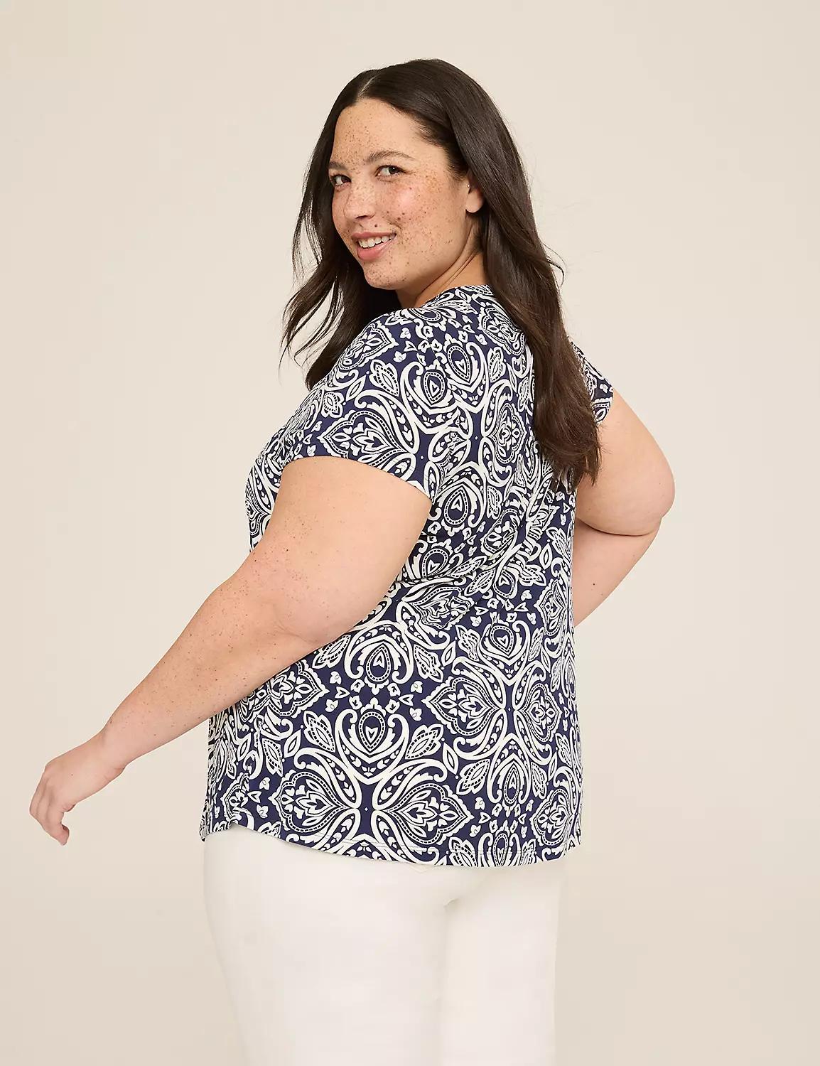 Cap-Sleeve Pleat-Front Top Product Image