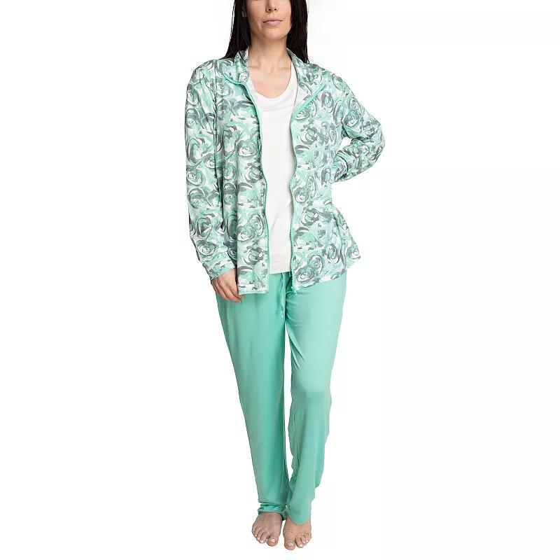 Womens Hanes Everyday Wear 3-Piece Long Sleeve Zip-Up Sweater, T-Shirt & Pants Set in Regular & Plus Size Product Image