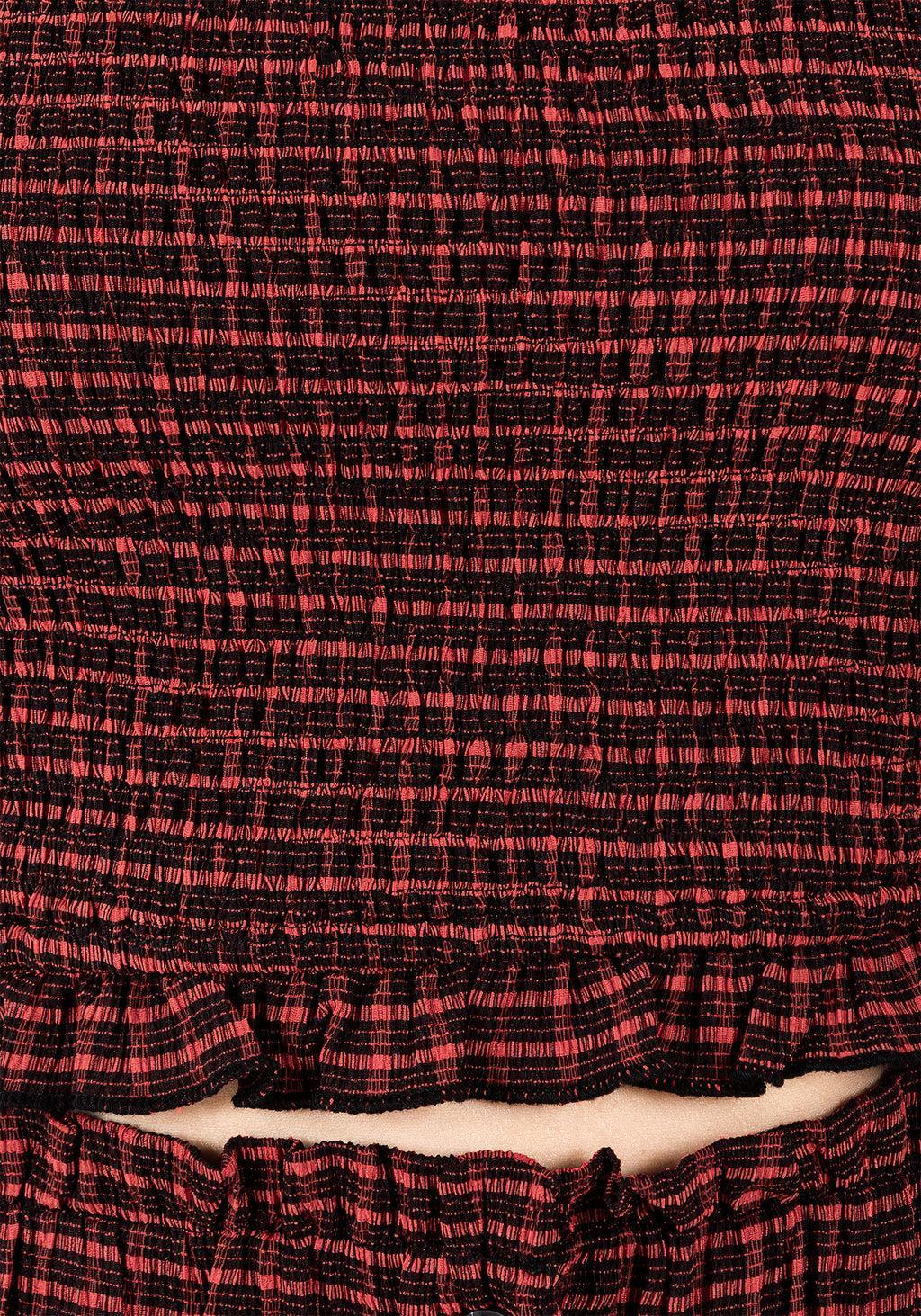 Carmine Textured Check Crop Top Product Image
