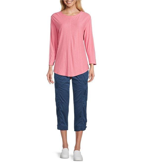 Westbound Petite Size 3/4 Sleeve Knit Crew Neck Top Product Image