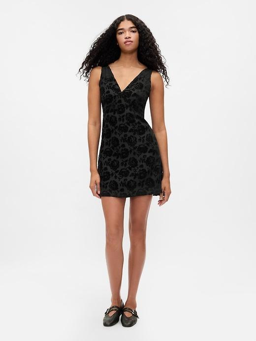 Velvet Floral Mini Dress Product Image