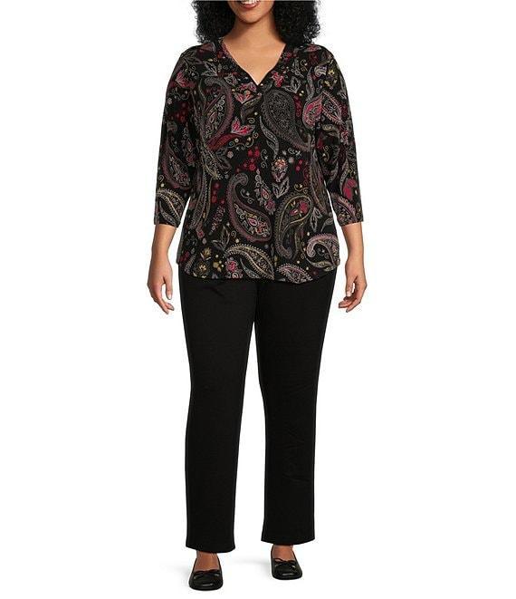 Allison Daley Plus Size Pull-On Straight Leg Ponte Pants Product Image