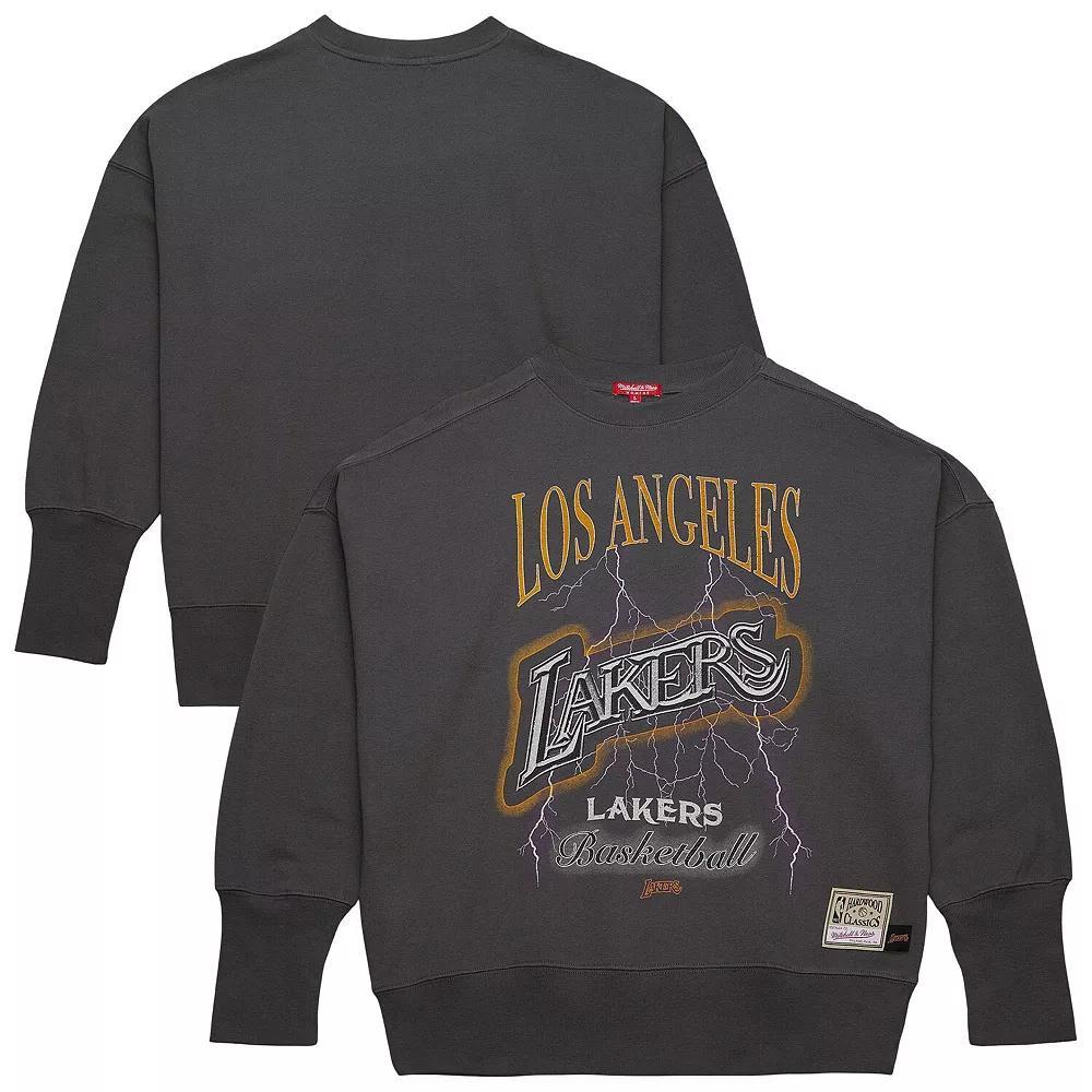Women's Mitchell & Ness Black Los Angeles Lakers Hardwood Classics Lightweight Pullover Sweatshirt,  Product Image