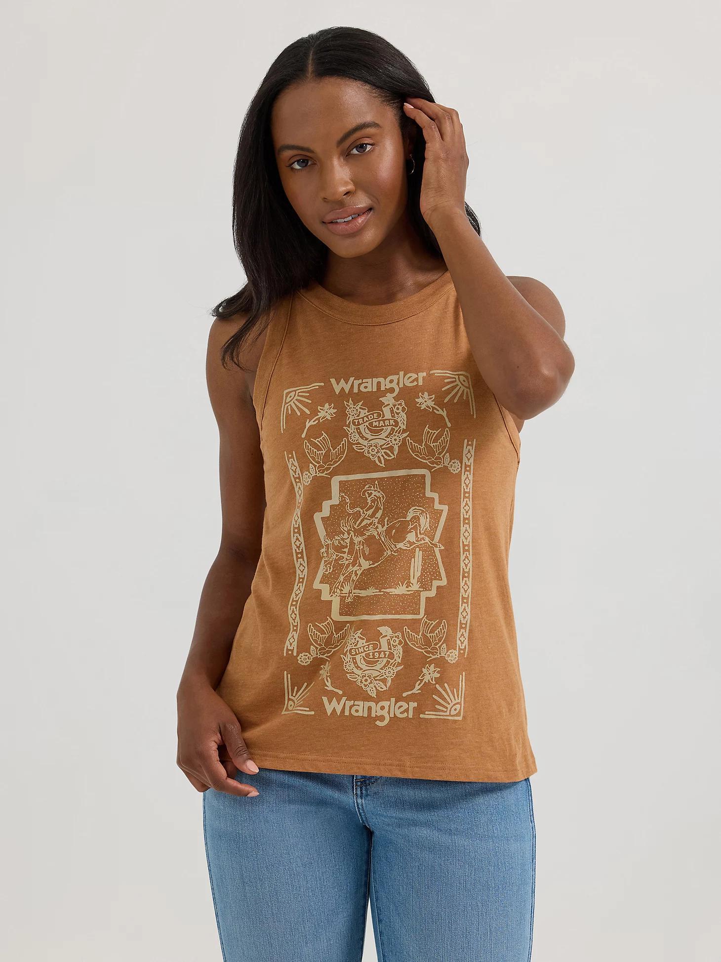 Women's Wrangler Western Graphic Goddess Tank in Argan Oil Product Image