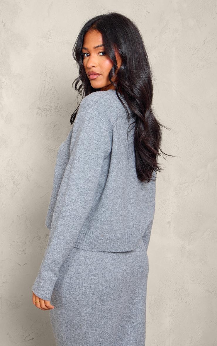 Tall Grey Melange Soft Knit Basic Button Up Cardigan Product Image