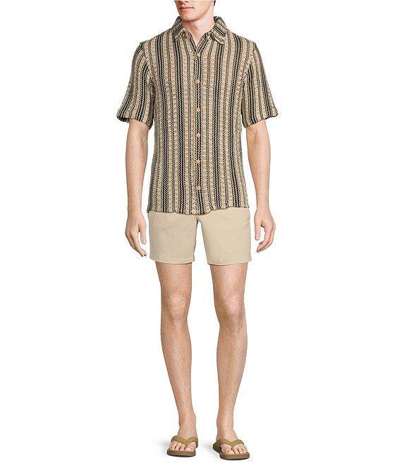 Rowm Outsider's Oasis Short Sleeve Textured Geometric Pattern Coatfront Shirt Product Image