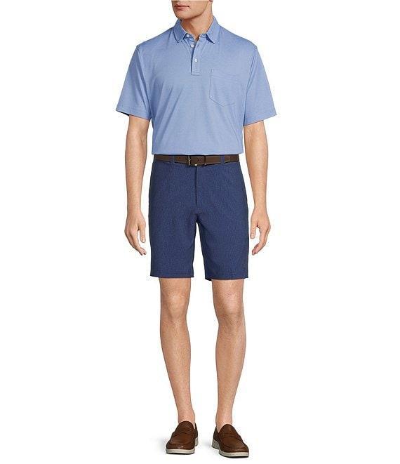 Roundtree & Yorke Performance Classic Fit Flat Front 9#double; Grid Heathered Shorts Product Image