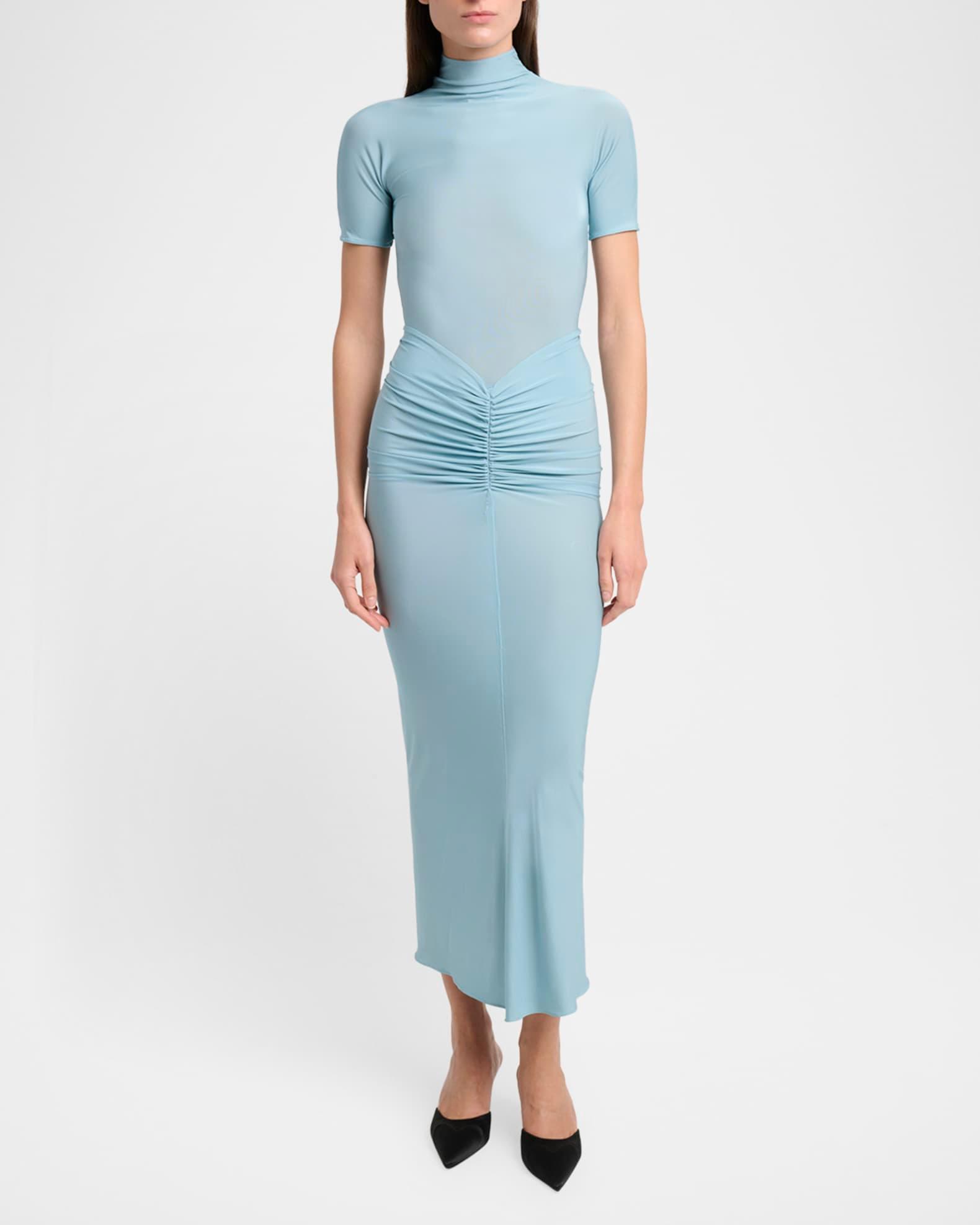 Mock Neck Draped Midi Dress Product Image