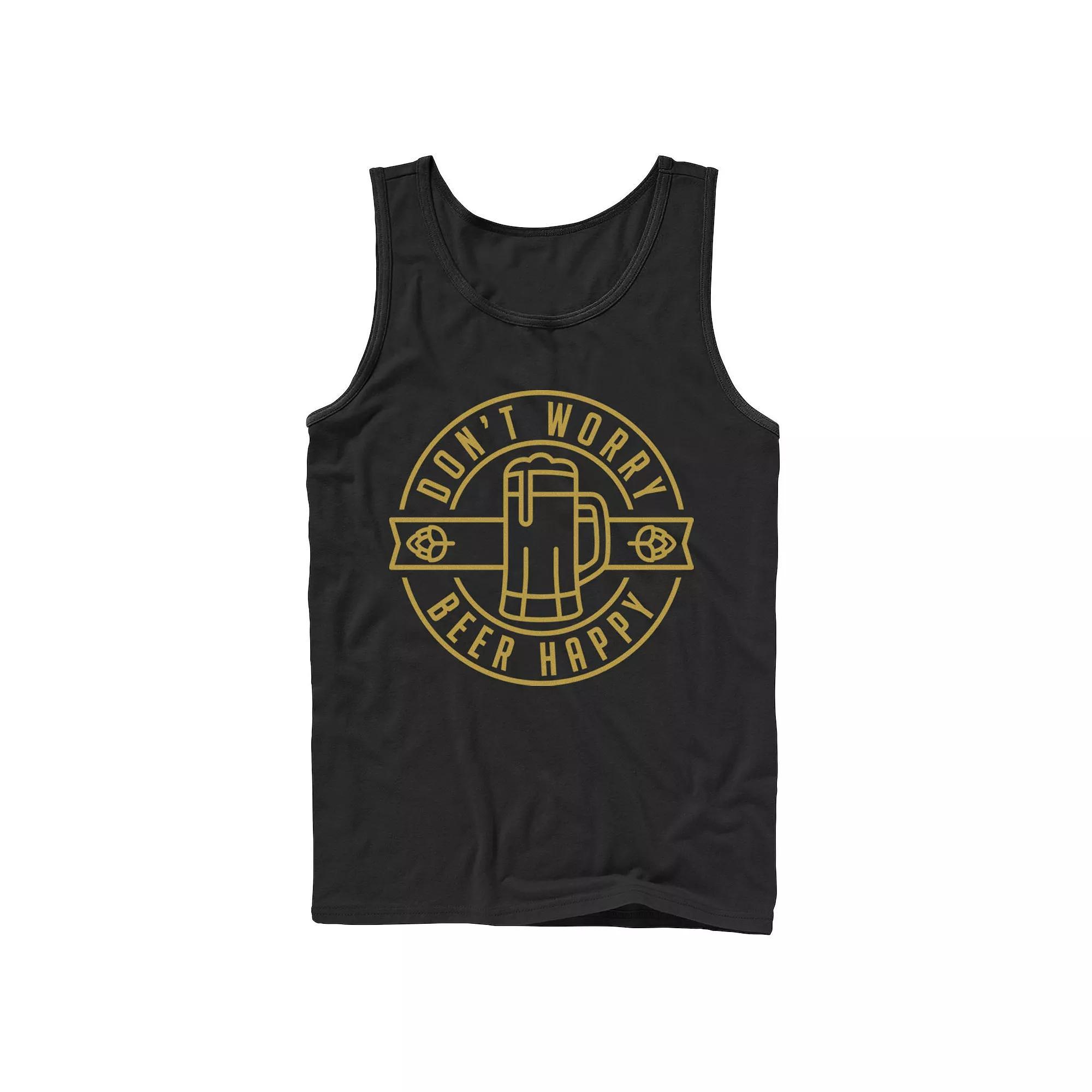 Men's Don't Worry Beer Happy Circle Tank Top,  Product Image