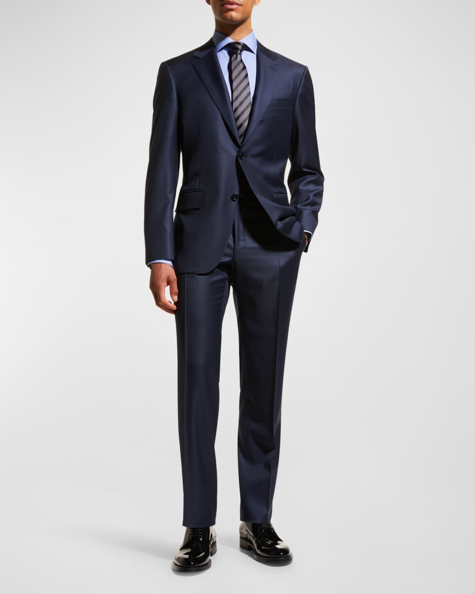 Men's Solid Wool Two-Piece Suit Product Image