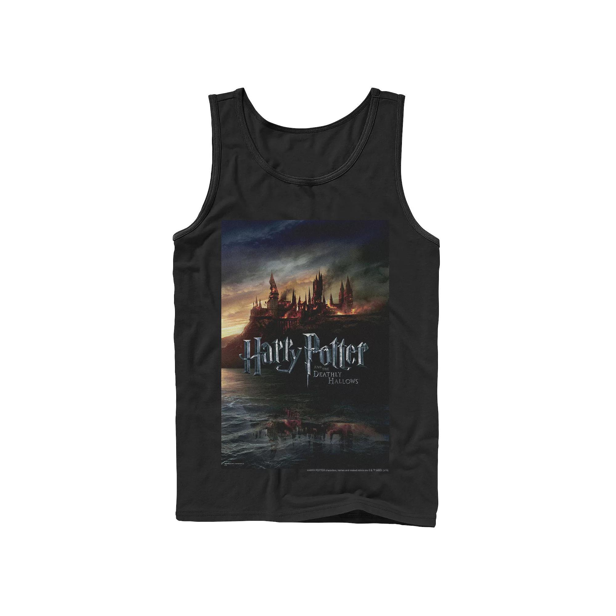 Men's Harry Potter And The Deathly Hallows Hogwarts Poster Graphic Tank Top,  Product Image