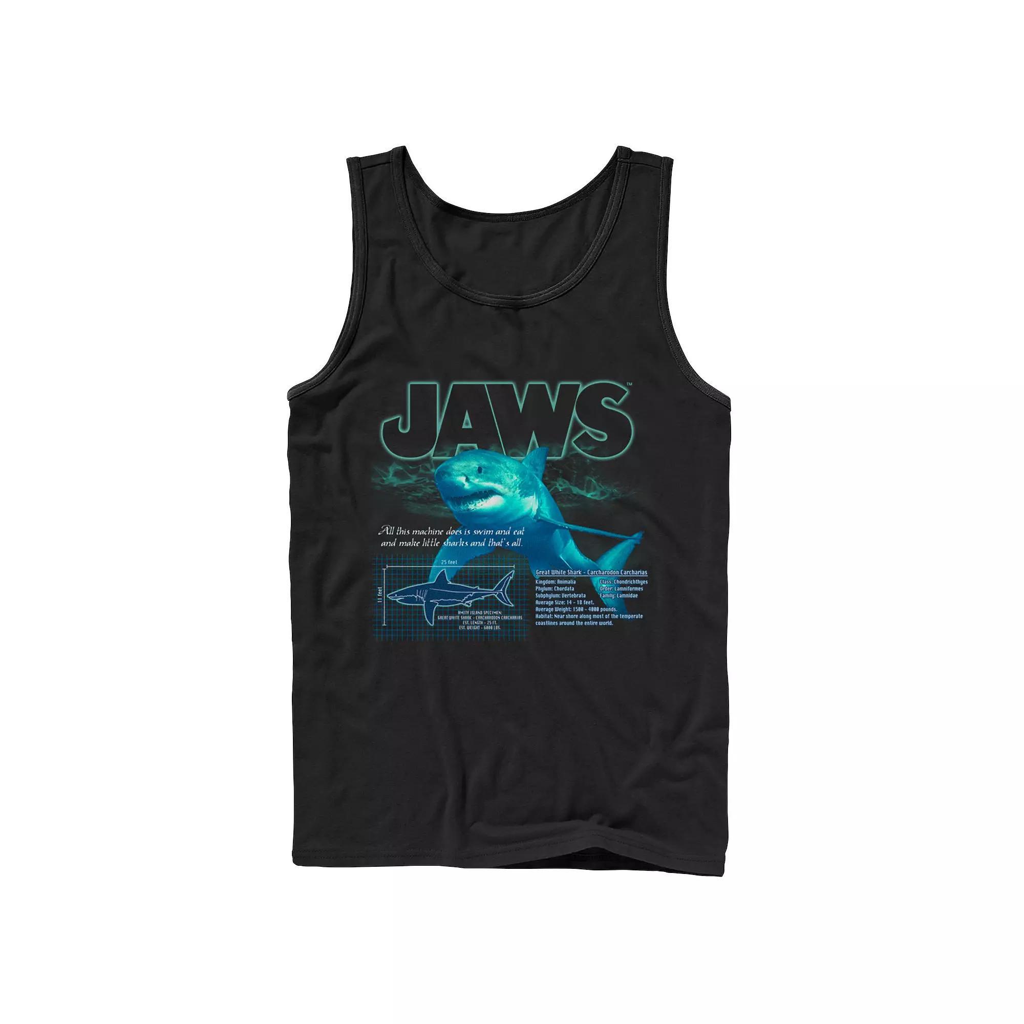 Men's Jaws Great White Shark Description Blueprint Tank Top,  Product Image
