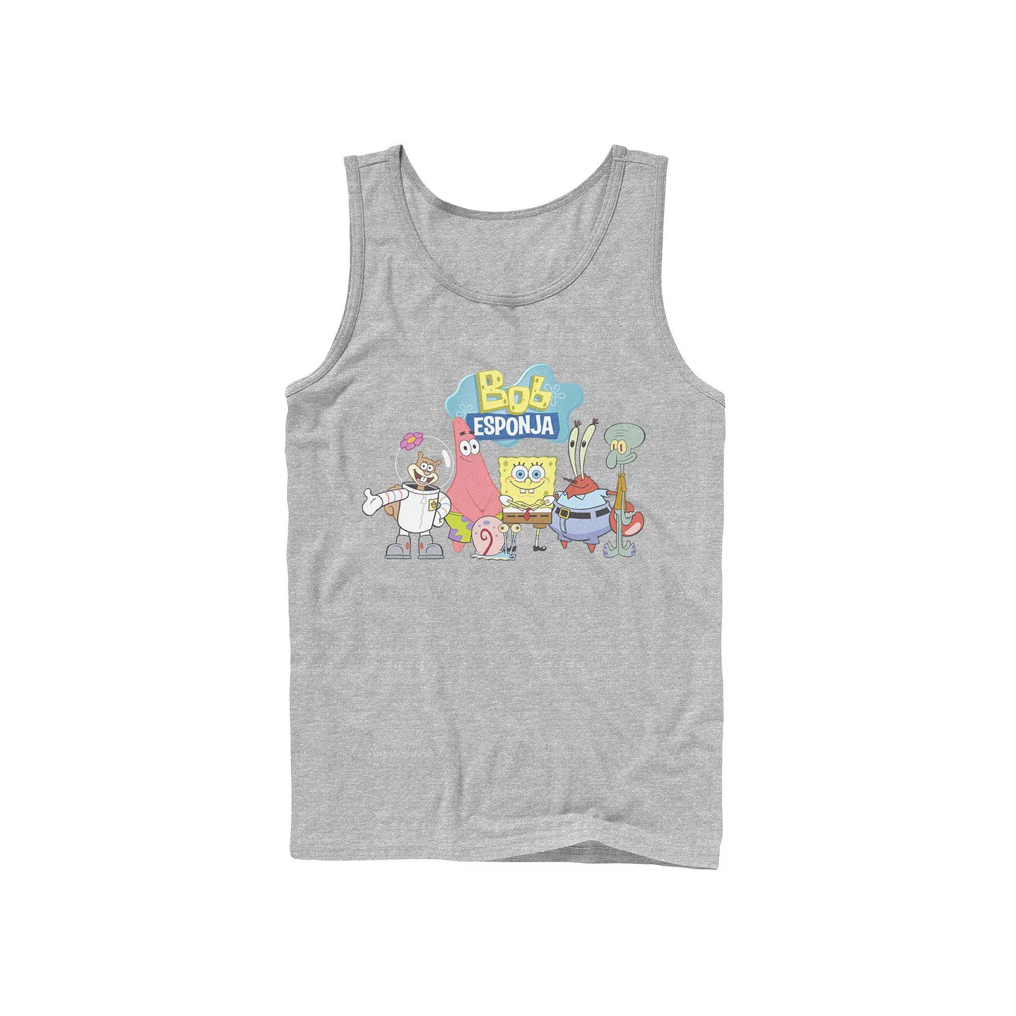Men's Nickelodeon SpongeBob SquarePants Bob Esponja Happy Group Shot Graphic Tank Top,  Product Image