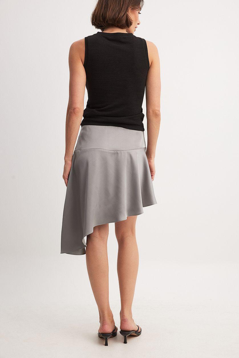 Asymmetric Satin Midi Skirt Product Image