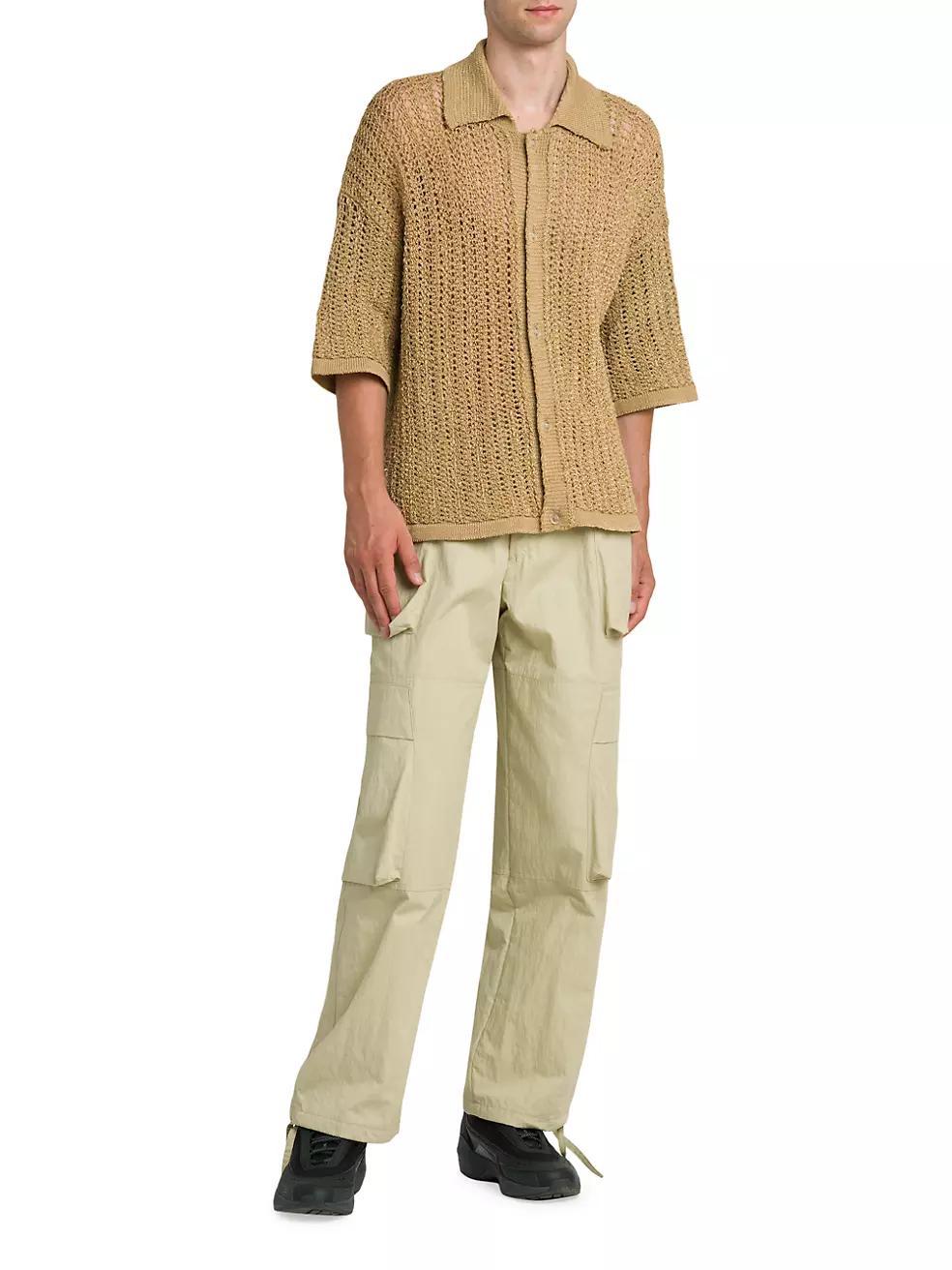 Raffia Knit Button-Front Shirt Product Image