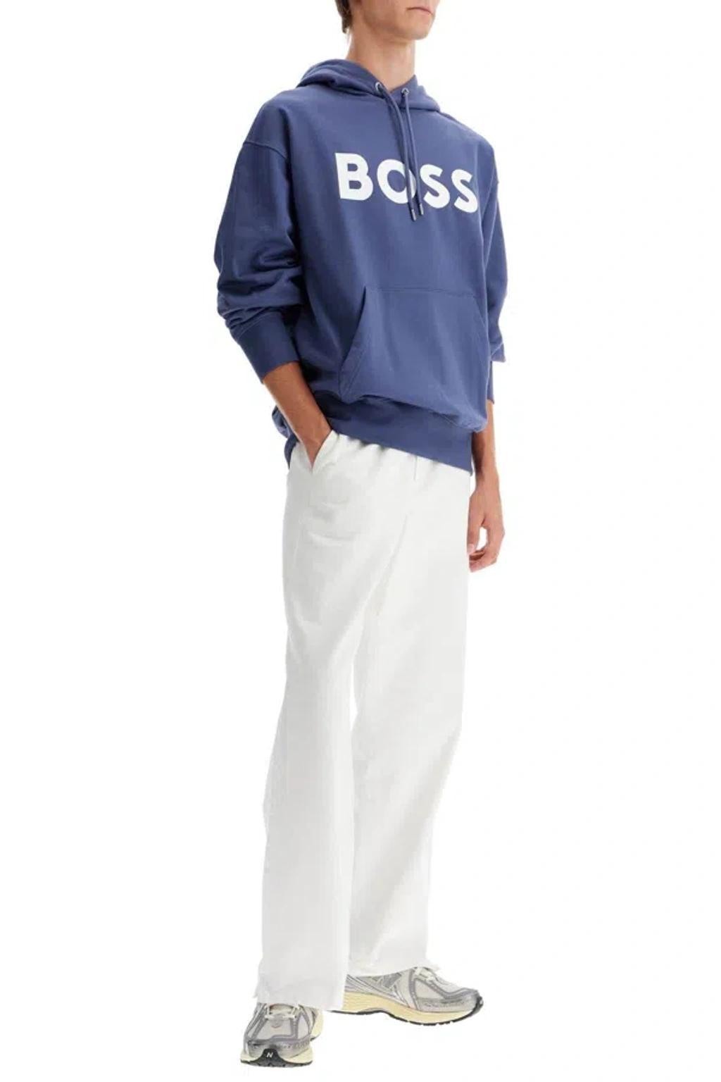 HUGO BOSS Sullivan Logo Hoodie In Blue Product Image