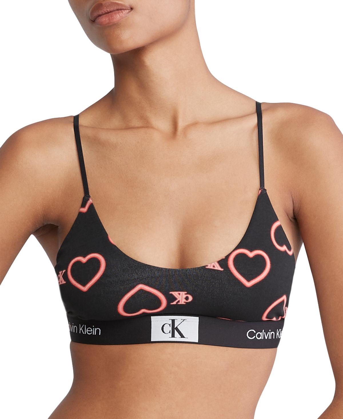 Calvin Klein Womens Calvin Klein 1996 V-Day Cotton Stretch Unlined Bralette - Pink - XS Product Image