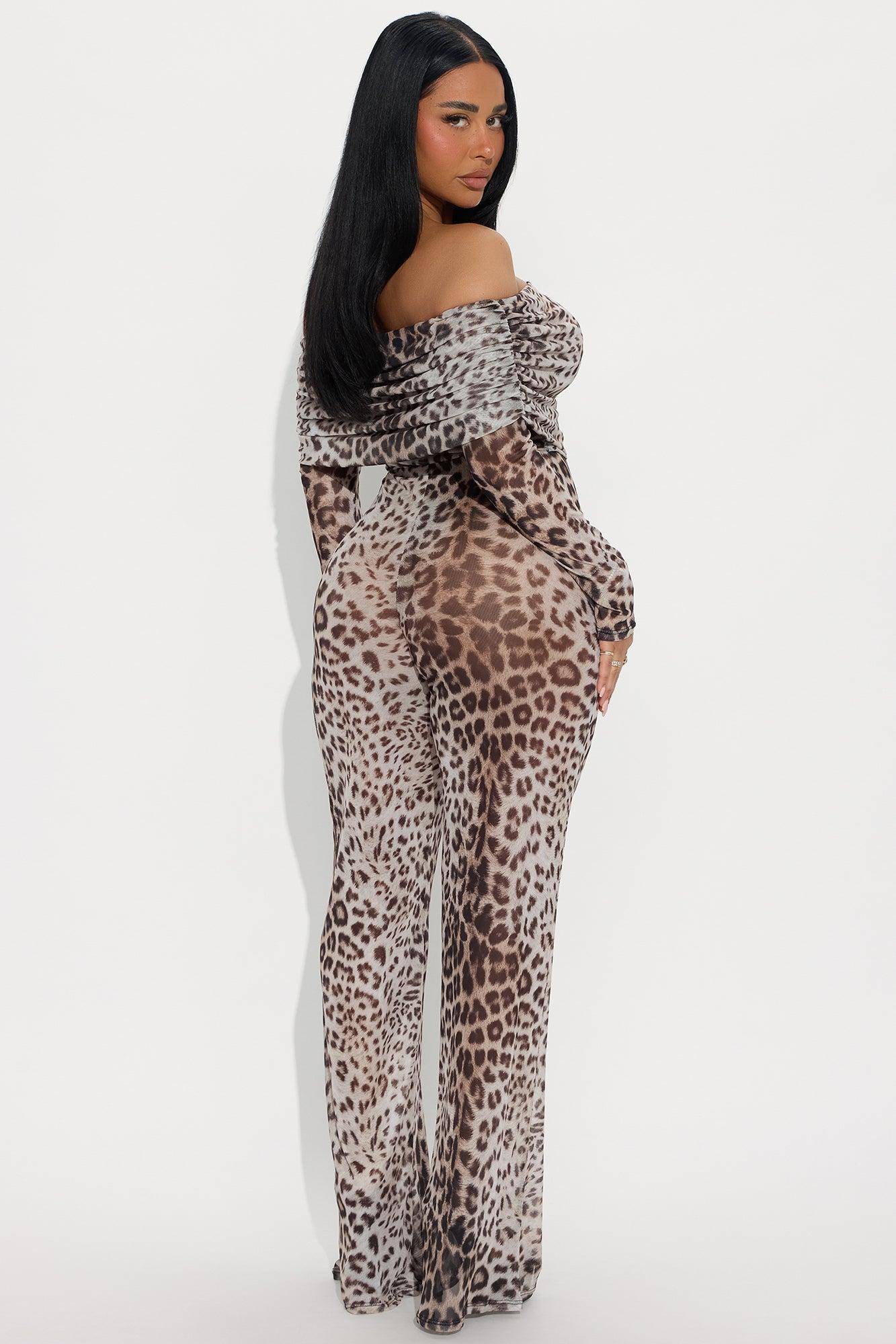 Let It Get Wild Mesh Jumpsuit - Brown Combo Female Product Image