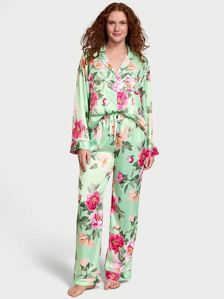 Glazed Satin Long Pajama Set Product Image