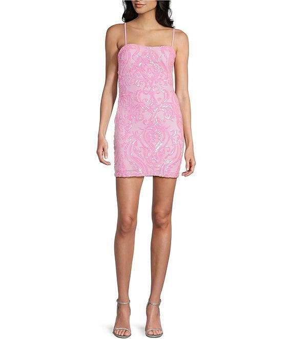 B. Darlin Pattern Sequin Bow Back Bodycon Dress Product Image