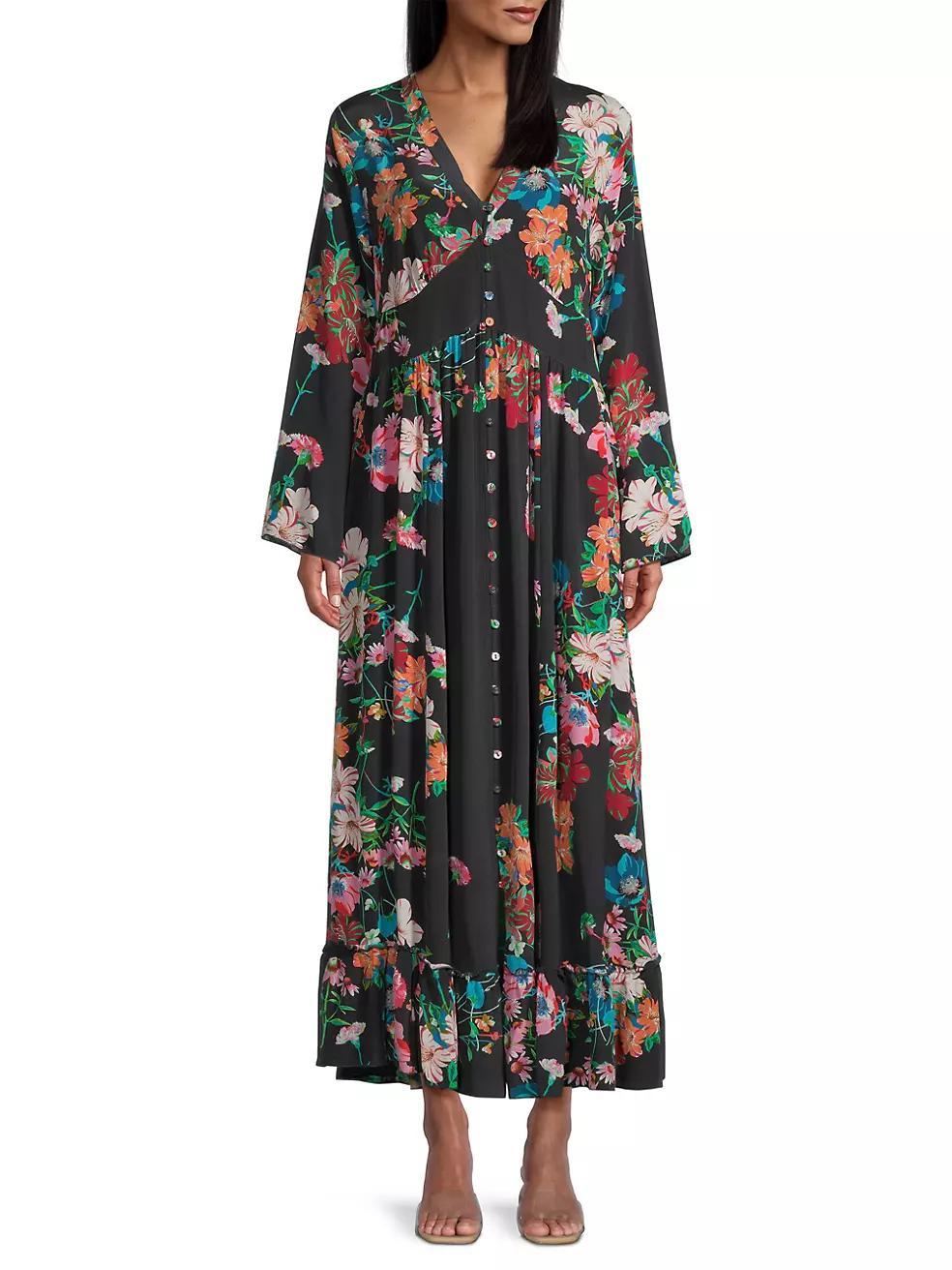 Oasis Floral Silk Maxi Dress Product Image