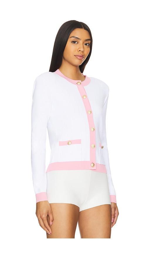 L AGENCE Leon Cardigan In White Cotton Candy Product Image