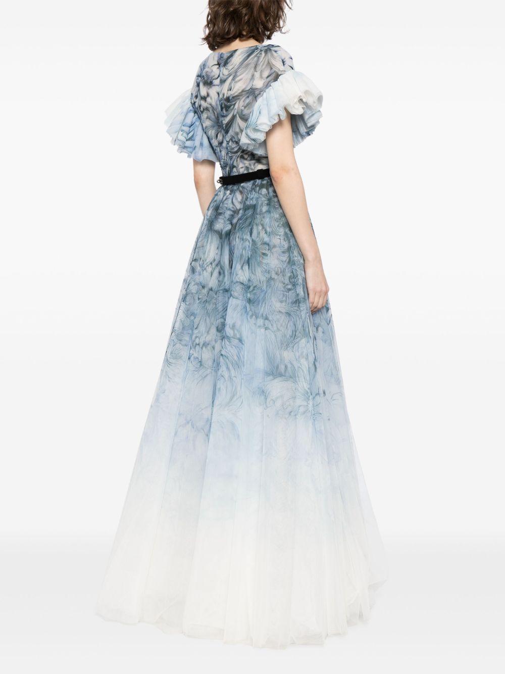 abstract-print belted gown Product Image